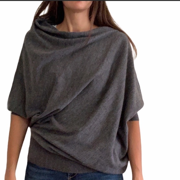 Anthropologie Moth Asymmetrical Drapey Sweater Top Dolman Sleeves Medium - Picture 2 of 11